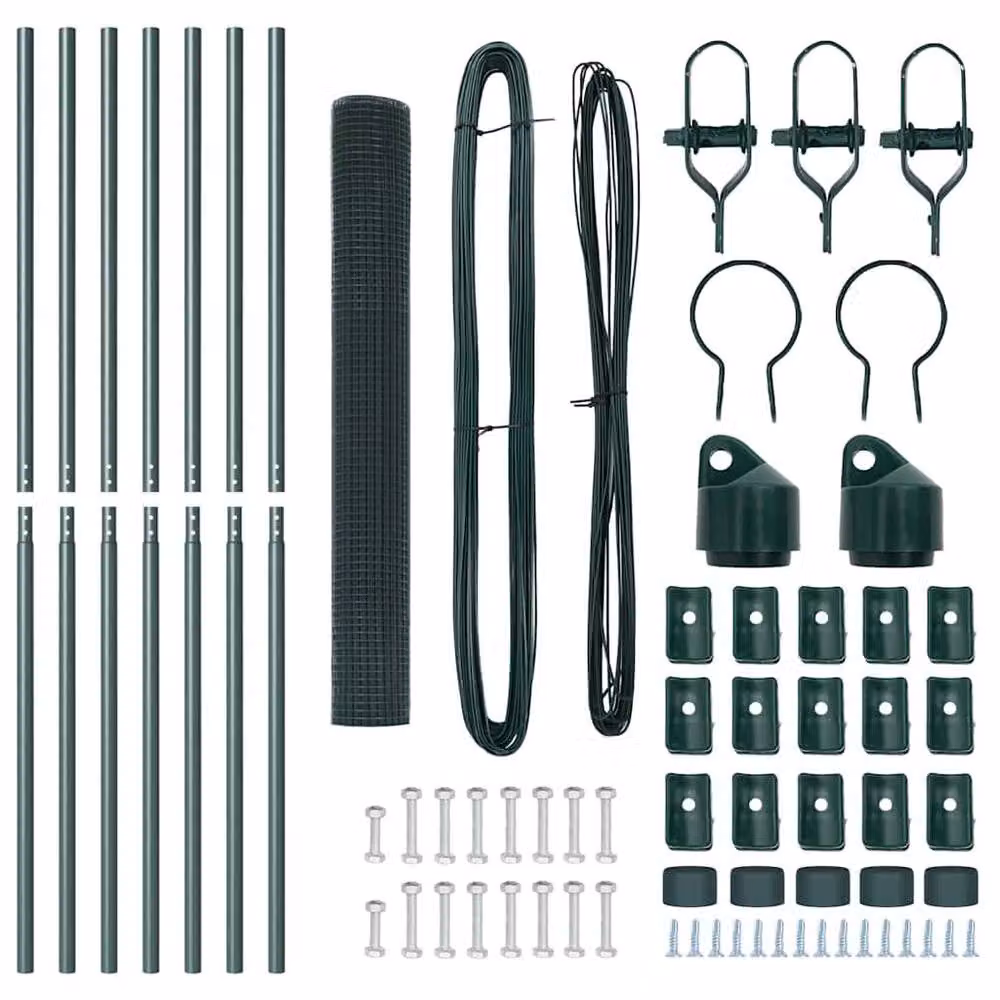 Berkfield Home Green Metal Fence Set of 2, W: 10 m, H: 1 m – 5