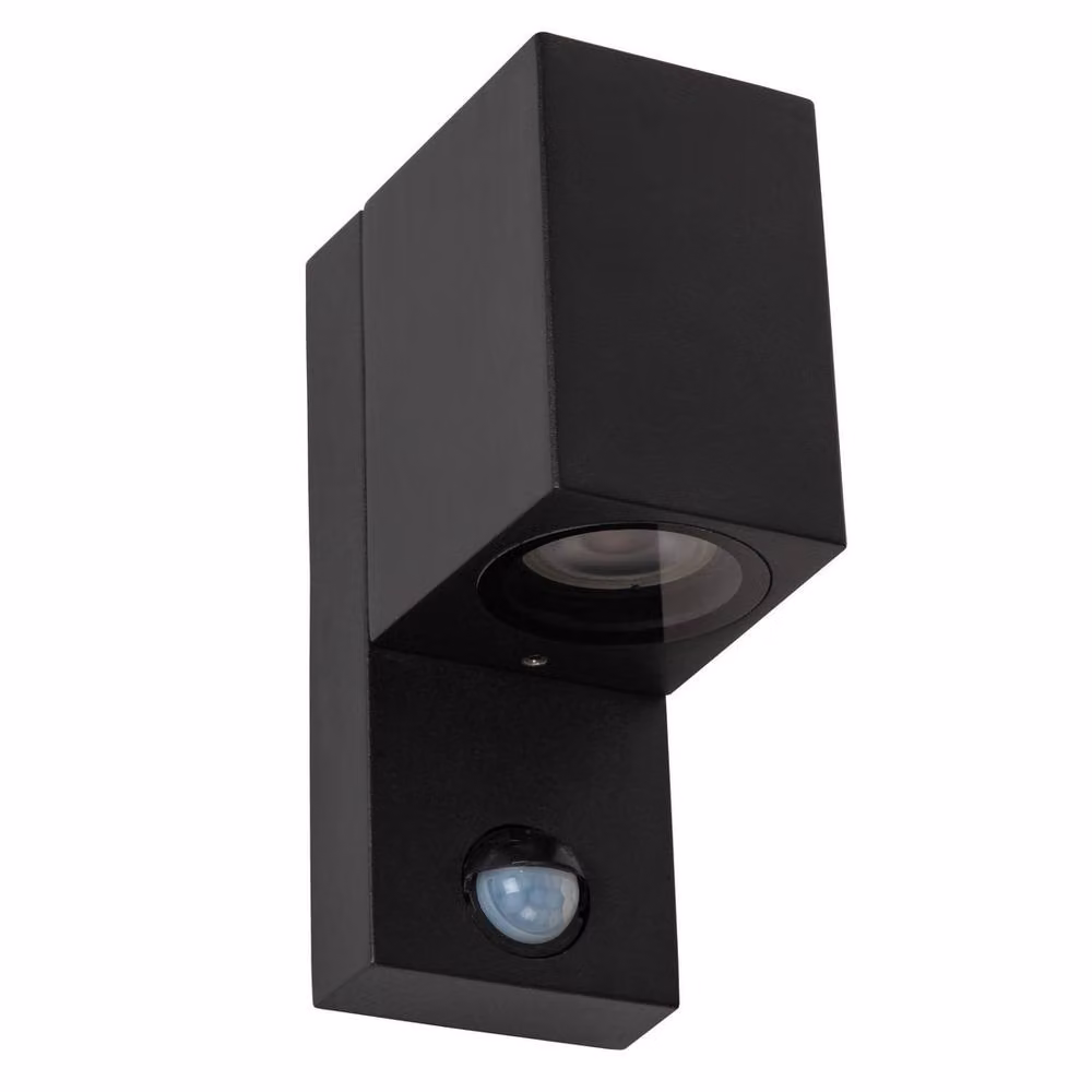 Lucide ZARO IR Black Outdoor Wall Spotlight with Motion Sensor, GU10, IP65 – 2