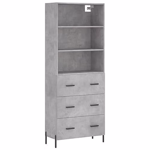 vidaXL Industrial Highboard in Concrete Grey with Hinged Doors and Internal Shelves, W/D/H: 69.5 x 34 x 180 cm
