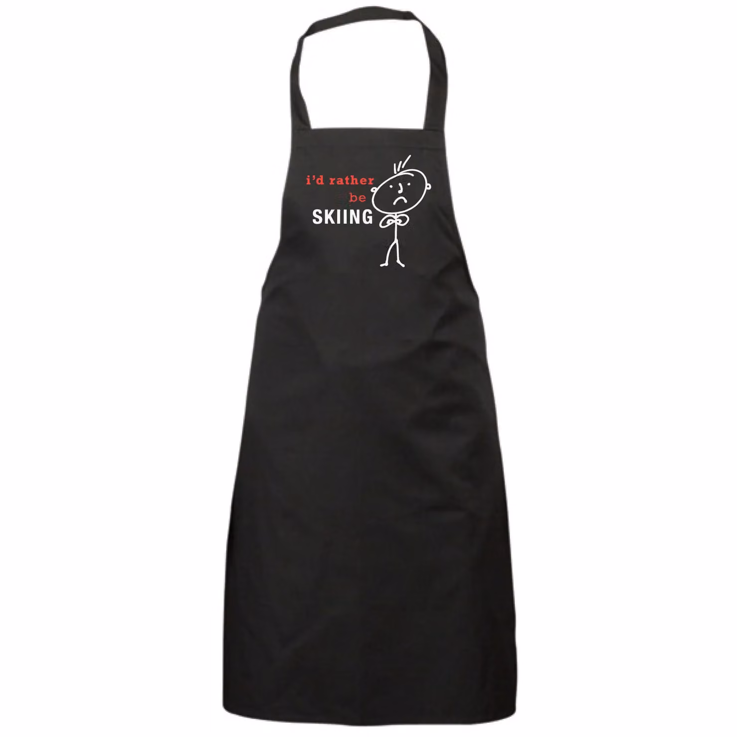 60 SECOND MAKEOVER Men's I'd Rather Be Skiing Apron in Black – 2