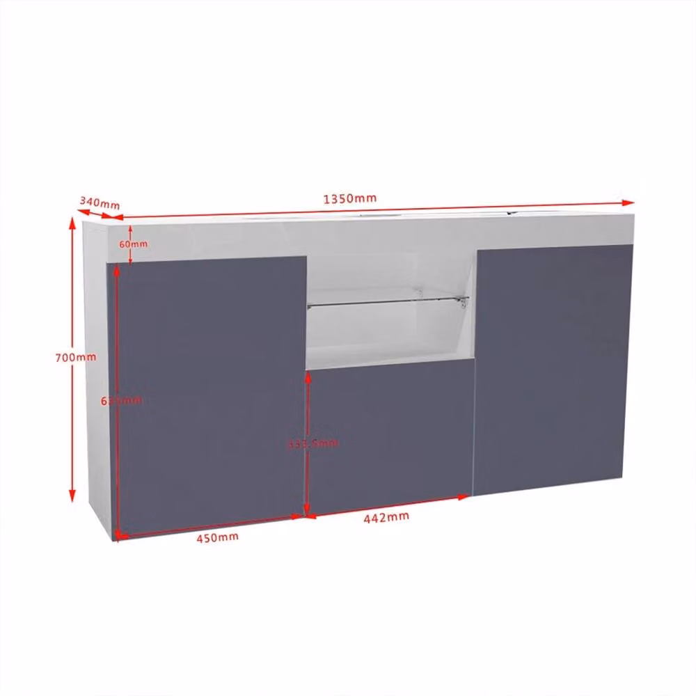FORGEVIO Modern TV Stand Cabinet in White Matt and Grey High Gloss, W/D/H: 135 x 70 x 34 cm – 2