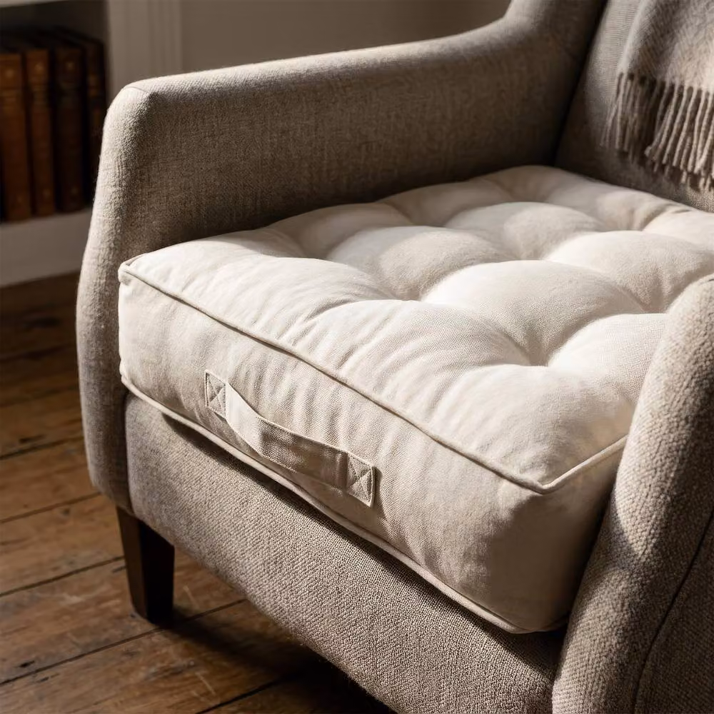 Harbour Housewares Beige Square Seat Booster Cushion with Removable Breathable Cover – 3