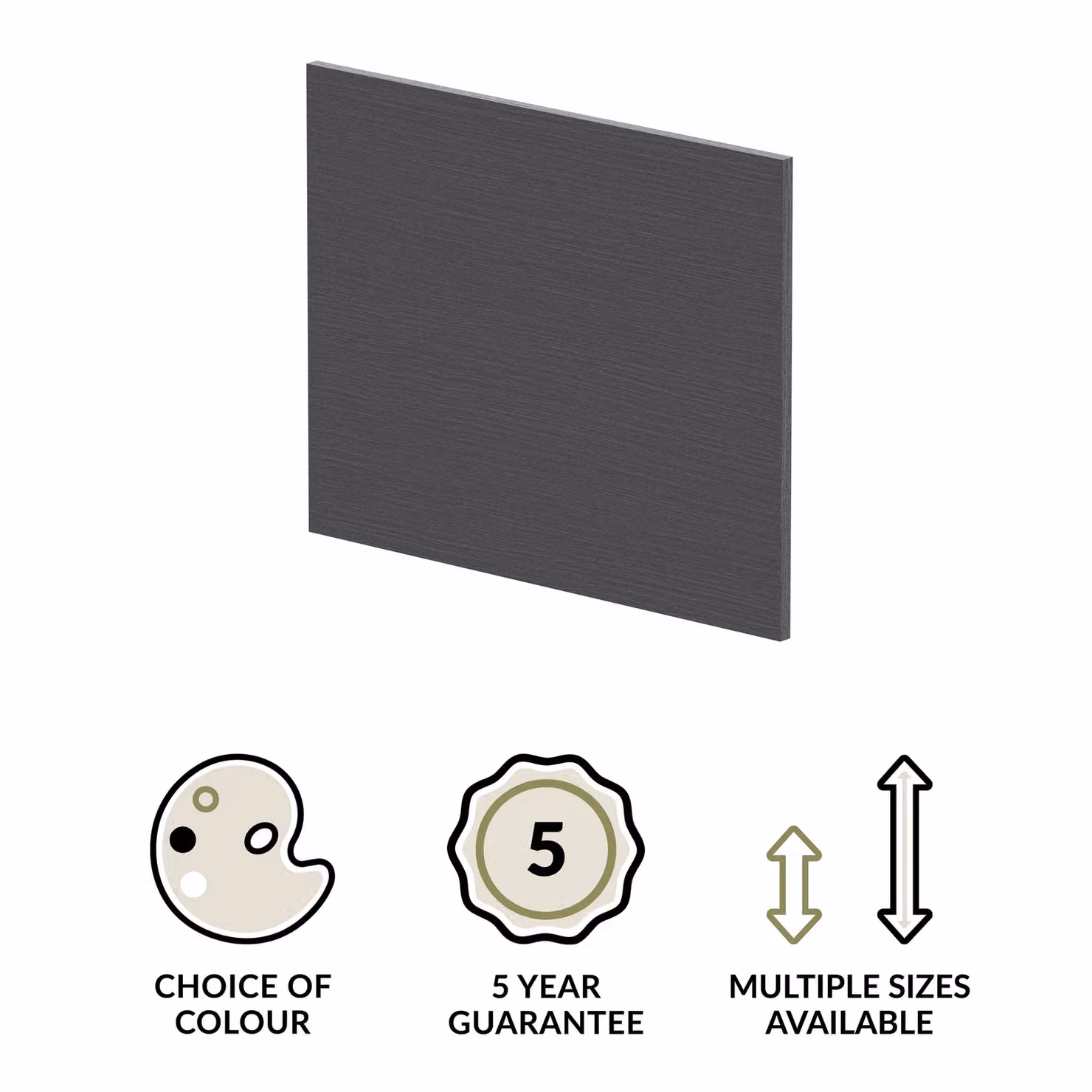 Balterley L Shape Square End Bath Panel in Woodgrain Graphite Grey, 1700mm – 2