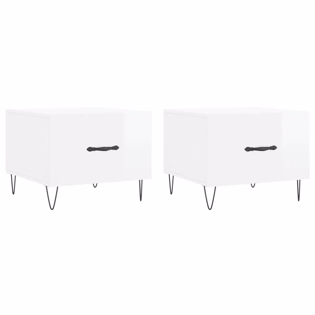 Berkfield Home Set of 2 High Gloss White Square Coffee Tables, W/D/H: 50 x 50 x 40 cm – 2