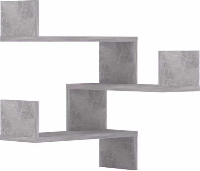Berkfield Home Wall Mounted Corner Shelf Set of 2 in Concrete Grey, W/D/H: 40 x 40 x 50 cm
