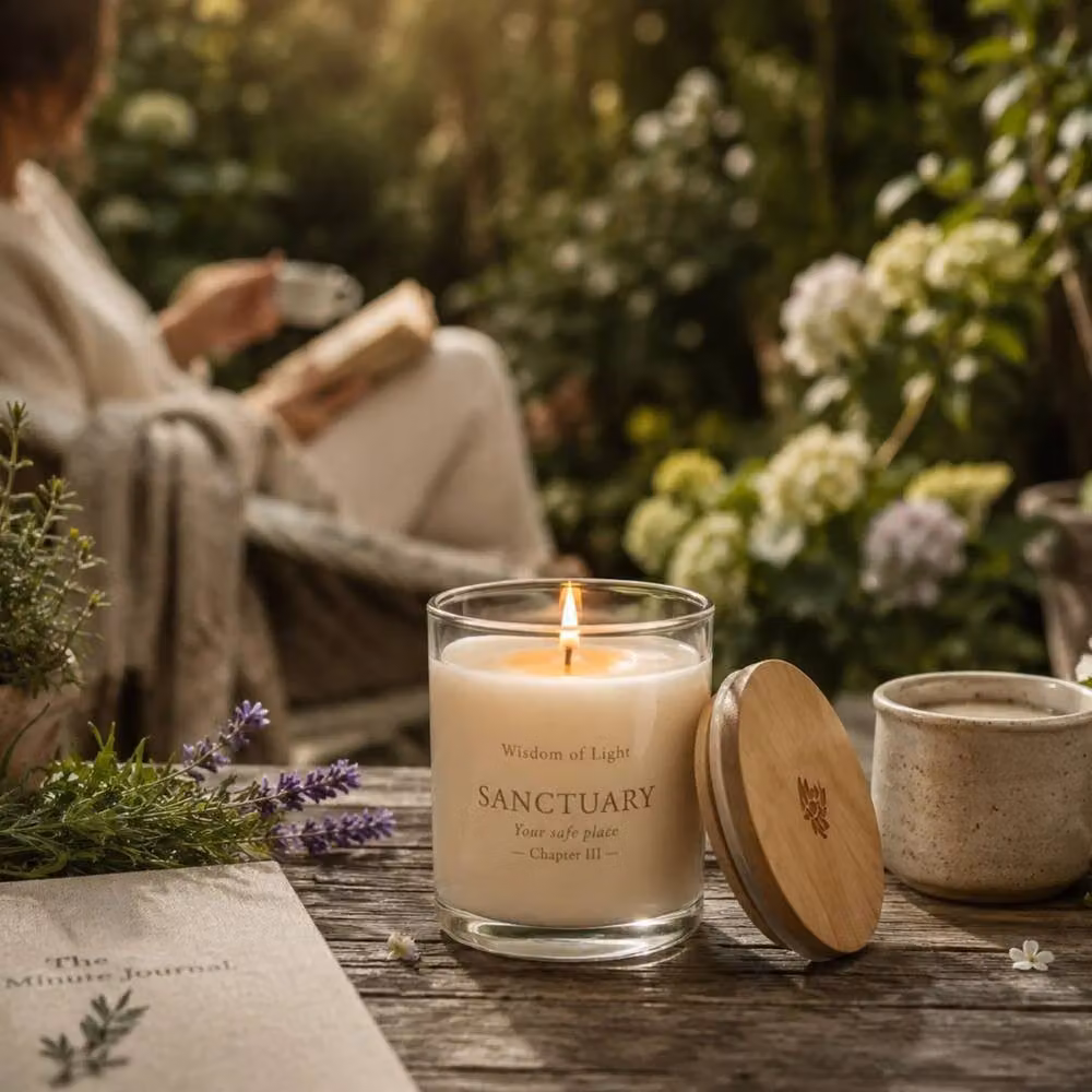 Wisdom of Light Chapter III: Sanctuary in White Coconut Wax Votive Candle in White – 2
