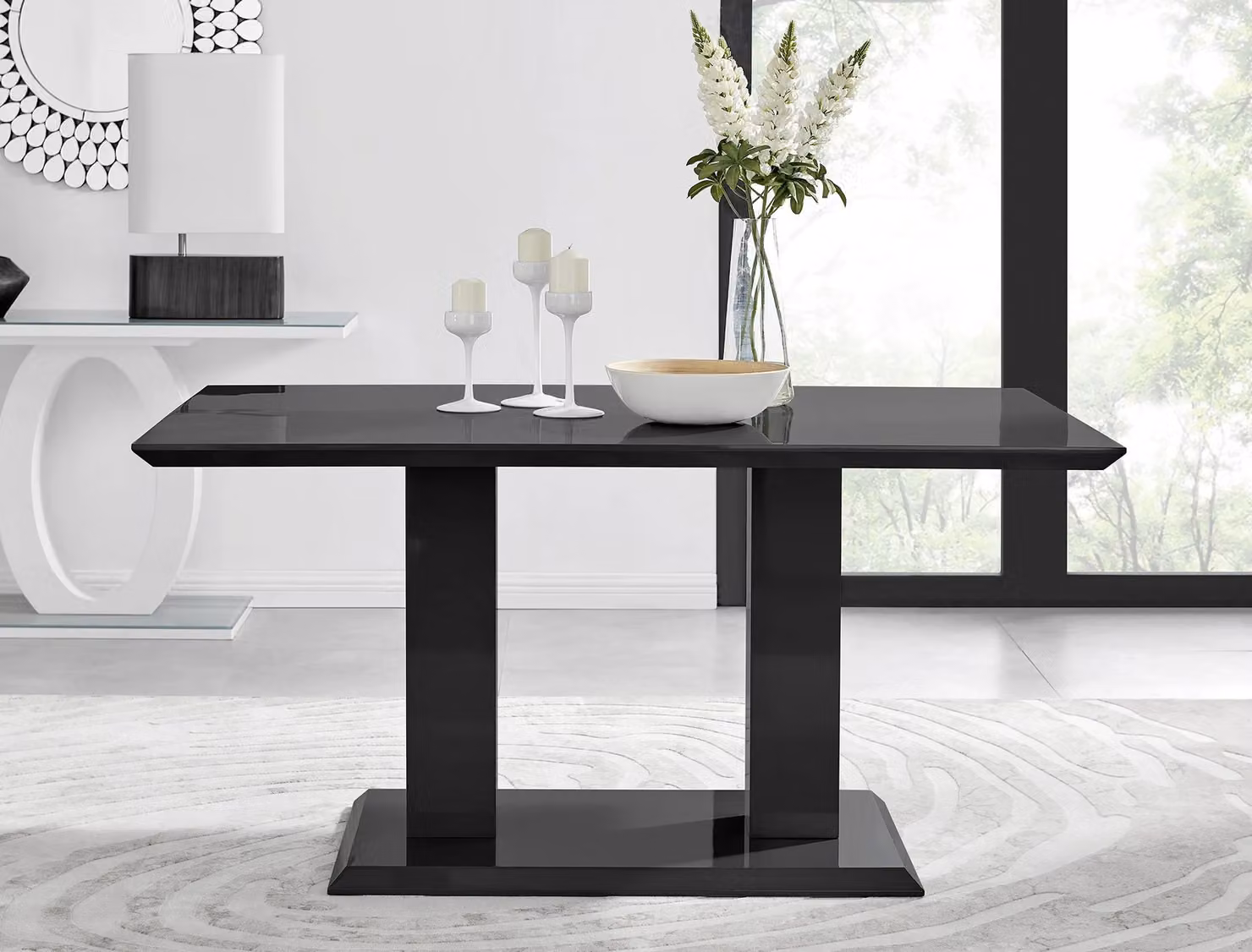 FurnitureboxUK Imperia Modern High Gloss Rectangular 6-Seater Dining Table in Black, W: 150 cm – 2