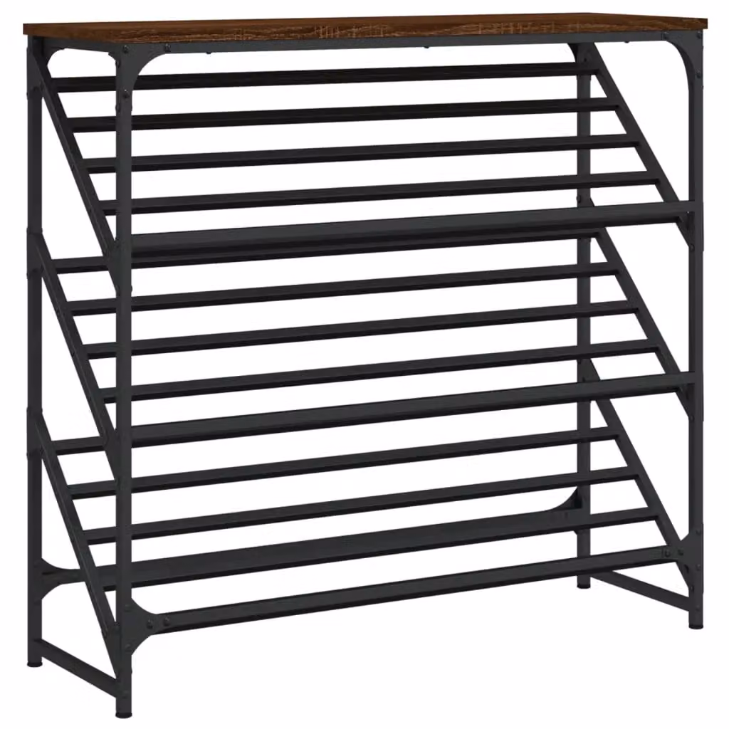 Berkfield Home Classic Shoe Rack in Brown Oak, W/D/H: 90 x 30 x 85 cm – 2