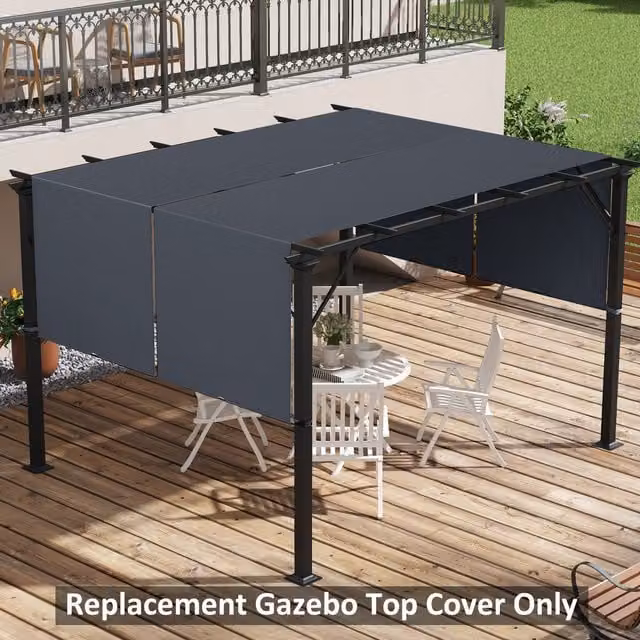 Outsunny 2-Piece Polyester Pergola Replacement Canopy Set in Dark Grey for 3 x 3 m Pergolas