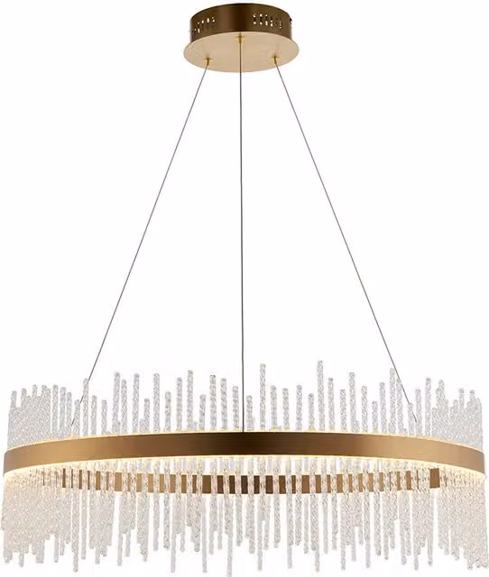 Merano Suspended Ring Pendant Ceiling Light in Gold with Transparent Glass