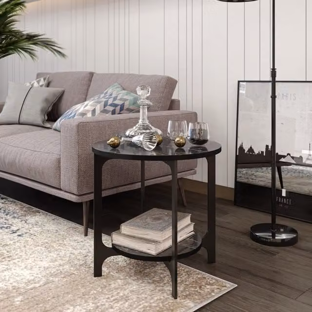 Decorotika Versy Round Side End Table in Black