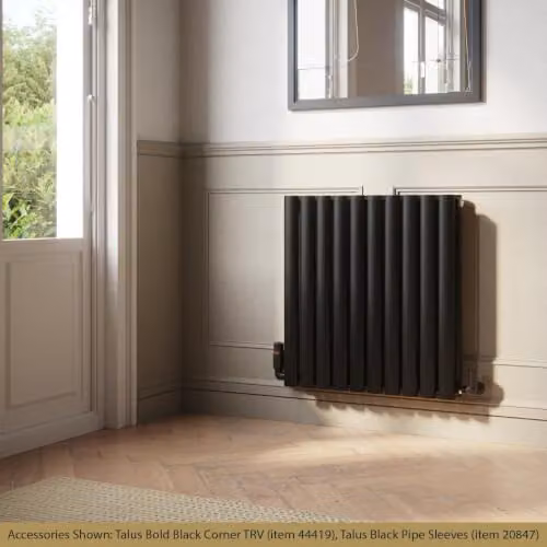 UK Radiators Omeara Black Elliptical Tube Horizontal Designer Radiator, W: 58.0 cm, H: 60.0 cm – 3