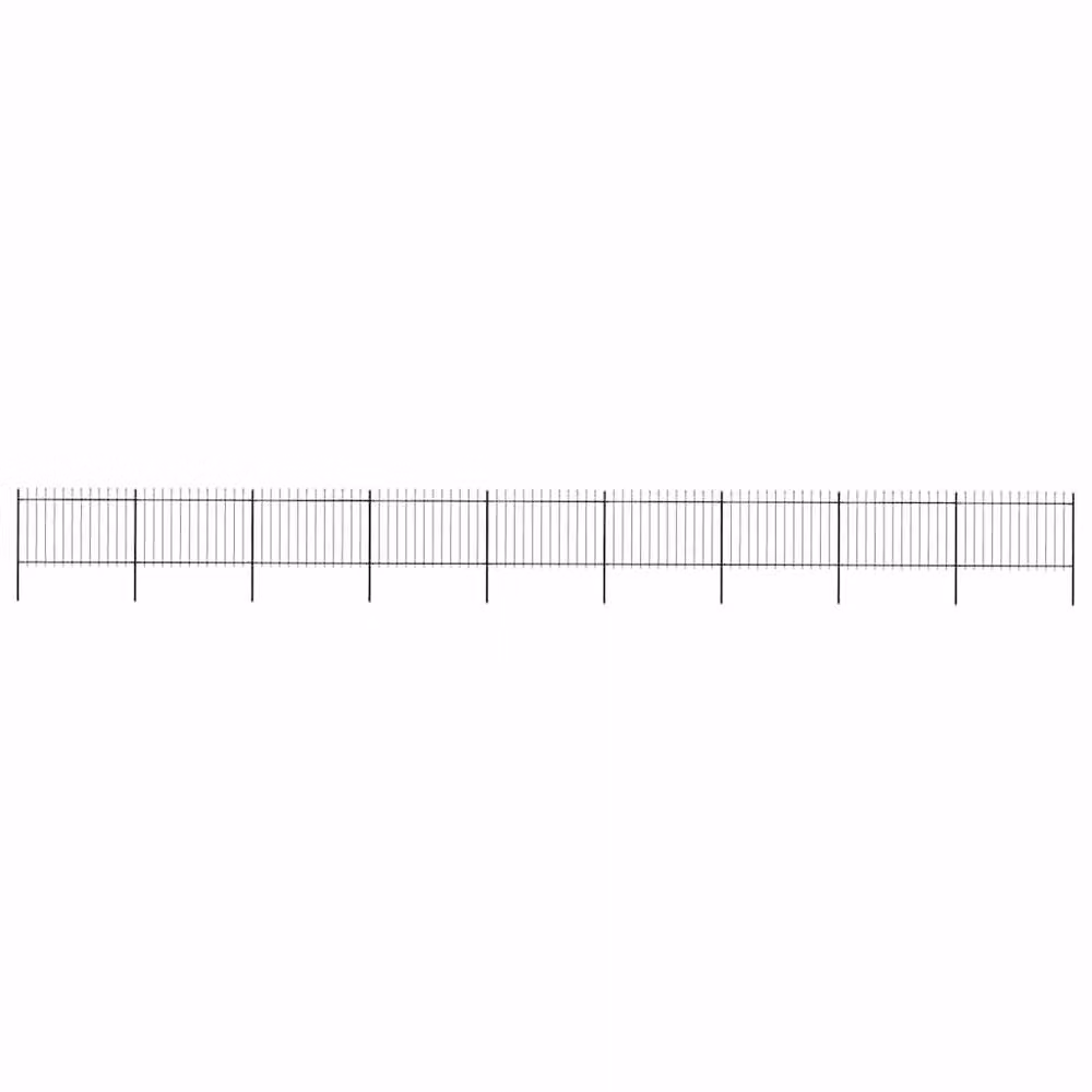 Berkfield Home Elegant Spear Top Garden Fence, Powder-Coated Steel, Black, W: 1530 cm, H: 120 cm