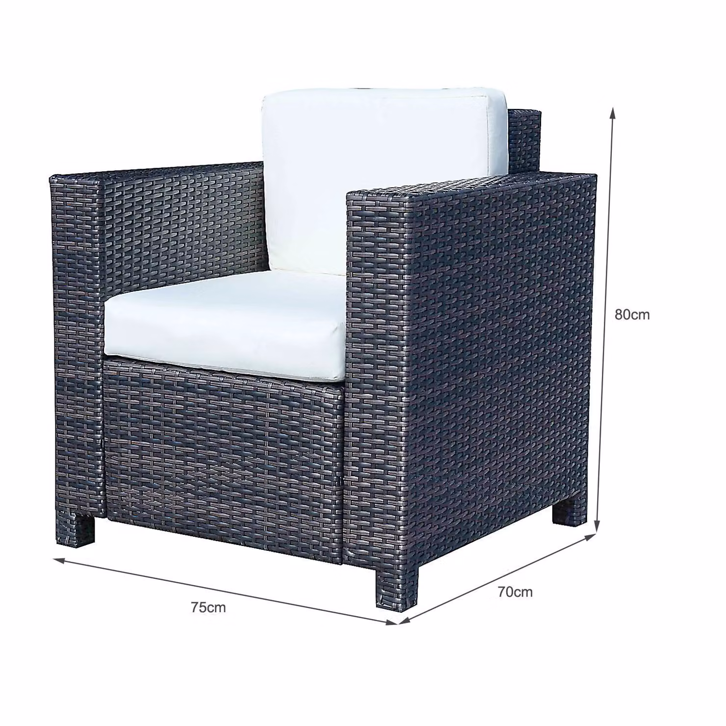 Outsunny Set of 2 Black Rattan Single Armchairs with Metal Frame – 2