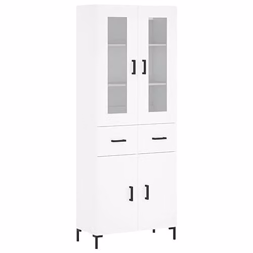 vidaXL Modern White Highboard with Hinged Doors and Internal Shelves, W/D/H: 69.5 x 34 x 180 cm – 1
