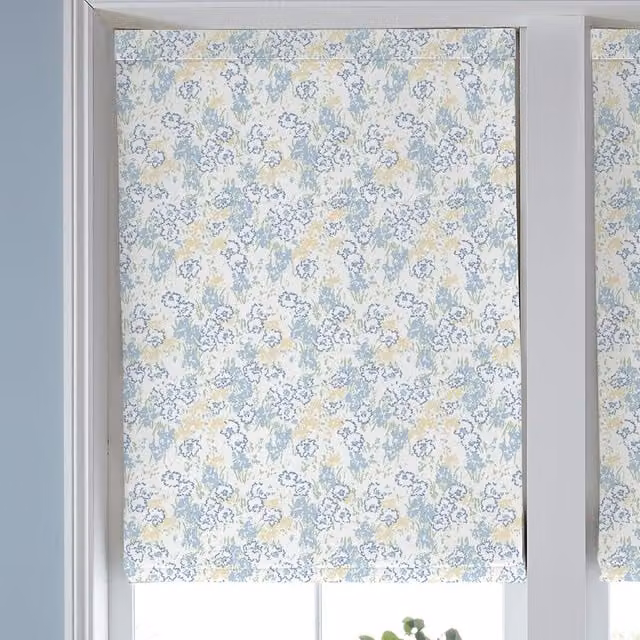 Laura Ashley Conwy Made to Measure Floral Blackout Roman Blind in Blue