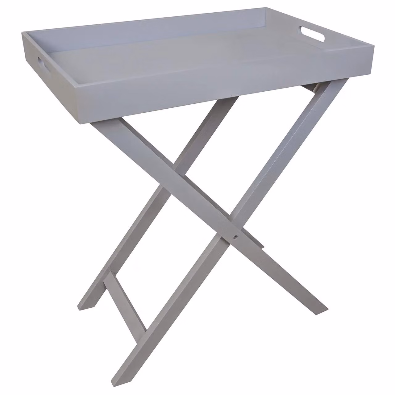 mysmartbuy Folding Butler Tray and Stand, Grey Wooden Side Table with Detachable Top, H77 x W60 x D40 cm – 3