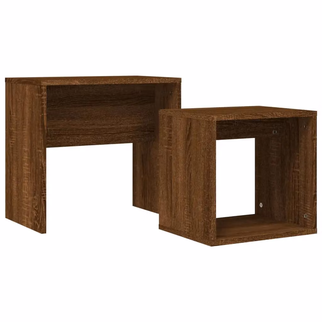 Berkfield Home Nesting Coffee Tables, 2 Piece Set in Brown Oak Engineered Wood – 2