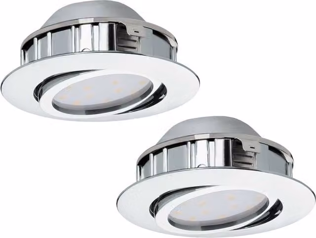 Loops 2 Pack Round Chrome Recessed LED Downlight Spotlight for Wall or Ceiling