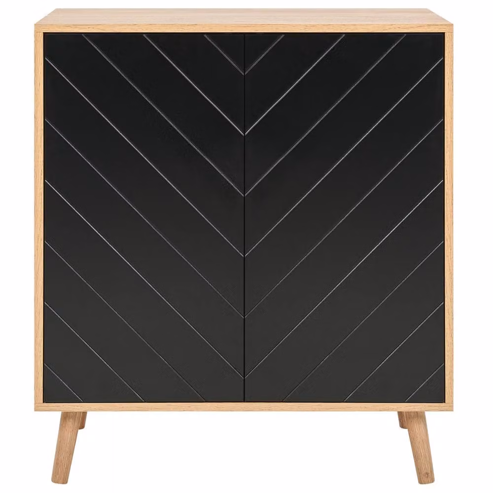 Wyld Haus Nordic Living Sideboard in Black and Light Wood with 2 Doors – 5