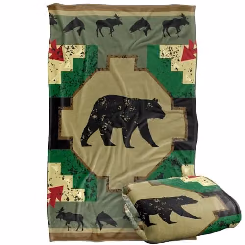 JQ Licensing Southwest Bear 2 Silky Touch Super Soft Fleece Throw Blanket, Multicolour, W/D/H: 91 x 147 cm