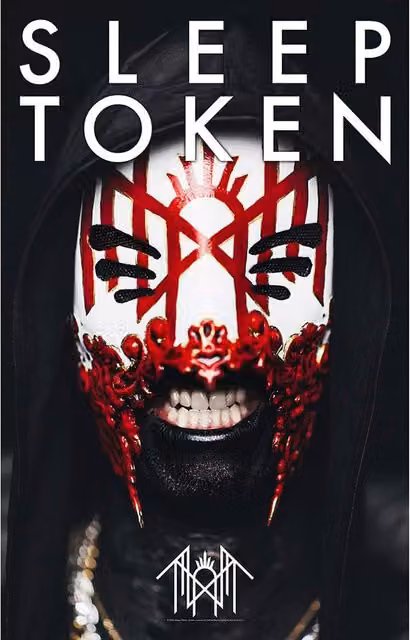Sleep Token Vessel Mask Textile Canvas Poster in Black, White and Red