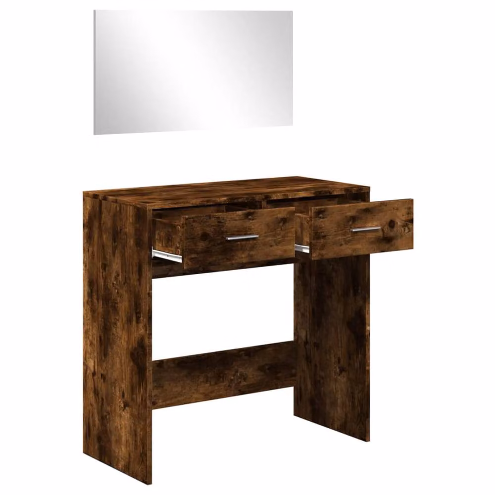 Berkfield Home Modern Dressing Table with Mirror in Smoked Oak Brown, W/D/H: 80 x 39 x 80 cm – 3