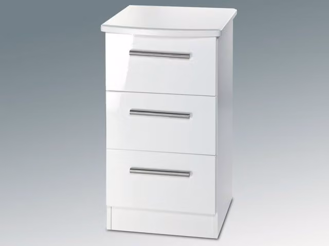 Welcome Knightsbridge White High Gloss 3 Drawer Bedside Table