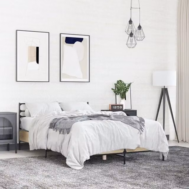 Berkfield Home Small Double Bed Frame in Sonoma Oak Brown, W/D/H: 120 x 200 cm