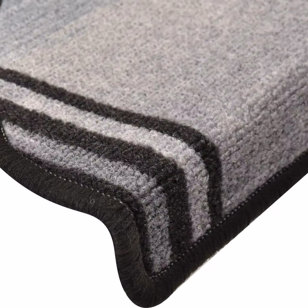 Berkfield Home Self-adhesive Non-slip Stair Mats, 15 Pieces, Black and Grey Striped, W/D/H: 65 x 21 x 4 cm – 4