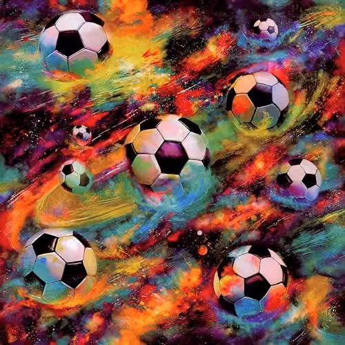 Holden Decor Football Galaxy Multi Wallpaper in Multicolour and White