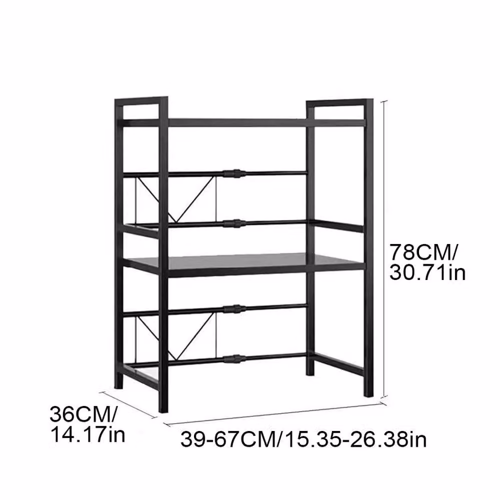 SPETLEK 3 Tier Expandable Microwave Oven Rack Stand in Black with Adjustable Shelves – 5