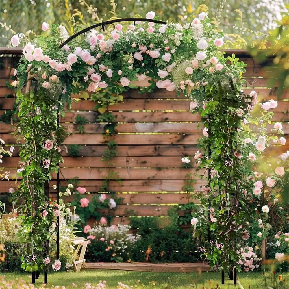 FLAVORA XXL Metal Garden Arch Trellis in Black, H: 215 cm, W: 131 cm, D: 15 cm – 4