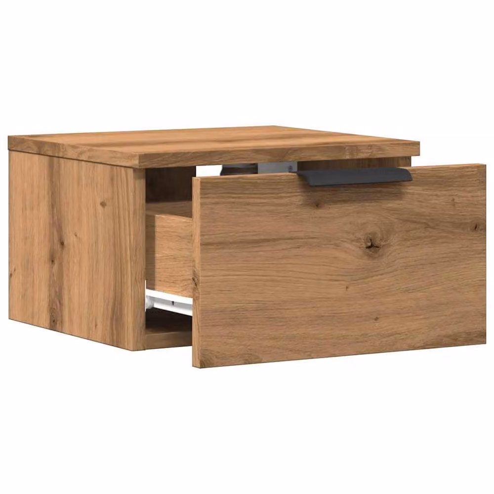 Berkfield Home Artisan Oak Wall-mounted Bedside Cabinet, Brown, W: 34 cm, D: 30 cm, H: 20 cm – 4