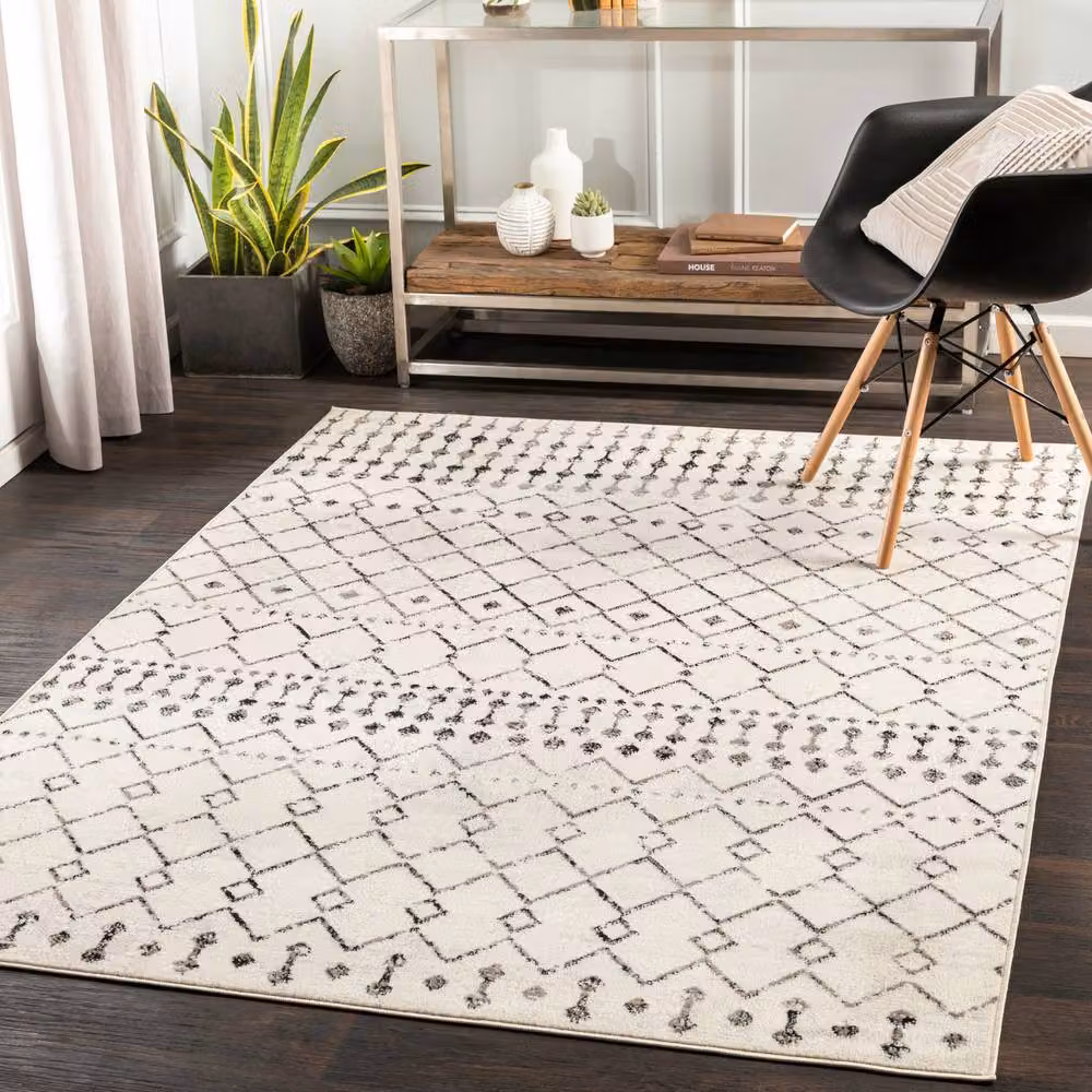 Livabliss Pisa Geometric Machine Woven Rug in Black, White and Grey, W/D/H: 140 x 200 cm – 7