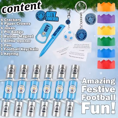 Get Trend Manchester City F.C. Luxury Christmas Crackers, Pack of 6, Blue and Multicolour – 5