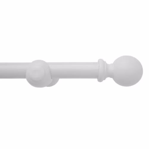 Caecus White Wood Eyelet Curtain Pole with Round Finials, Length: 240 cm – 2