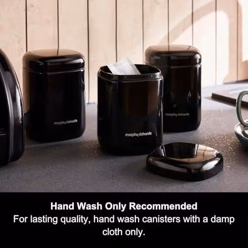 Morphy Richards Equip 3 Piece Airtight Storage Canister Set in Black, Stainless Steel – 5