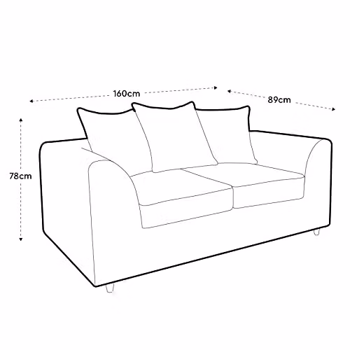 Abakus Direct Chicago 2 Seater Velvet Sofa in Blue, W/D/H: 160 x 89 x 78 cm – 3