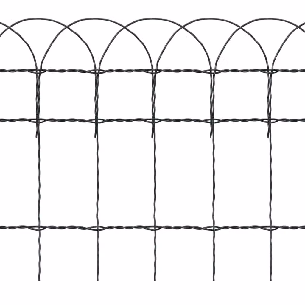 Berkfield Home Garden Green Powder-coated Iron Border Fence 25 x 0.4 m – 3