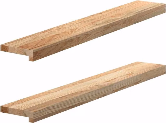 Berkfield Home Solid Oak Wood Window Sills, 2 Pack, Brown, W: 100 cm, D: 15 cm, H: 2 cm
