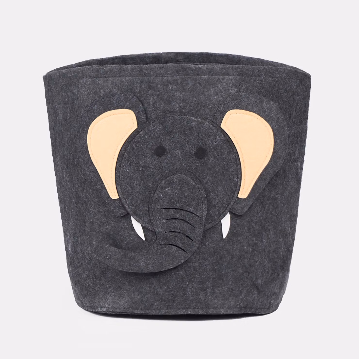 OHS Kids Elephant Felt Toy Storage Basket and Collapsible Baby Hamper in Grey – 2