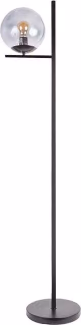 ValueLights Industrial Style Metal Floor Lamp with Transparent Glass Sphere Shade in Black and Chrome