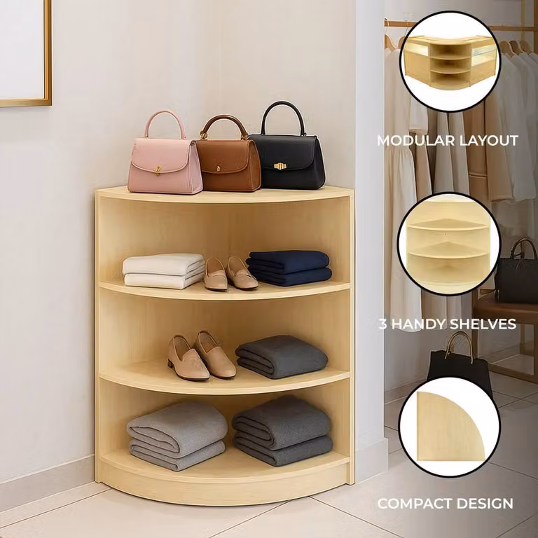Monstershop LM60 Retail Shop Corner Counter in Maple and Beige