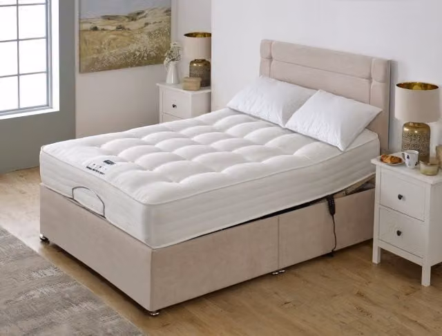 Flexisleep Eco Natural Pocket 2000 Electric Adjustable Bed, Beige, W/D/H: 120 x 200 cm