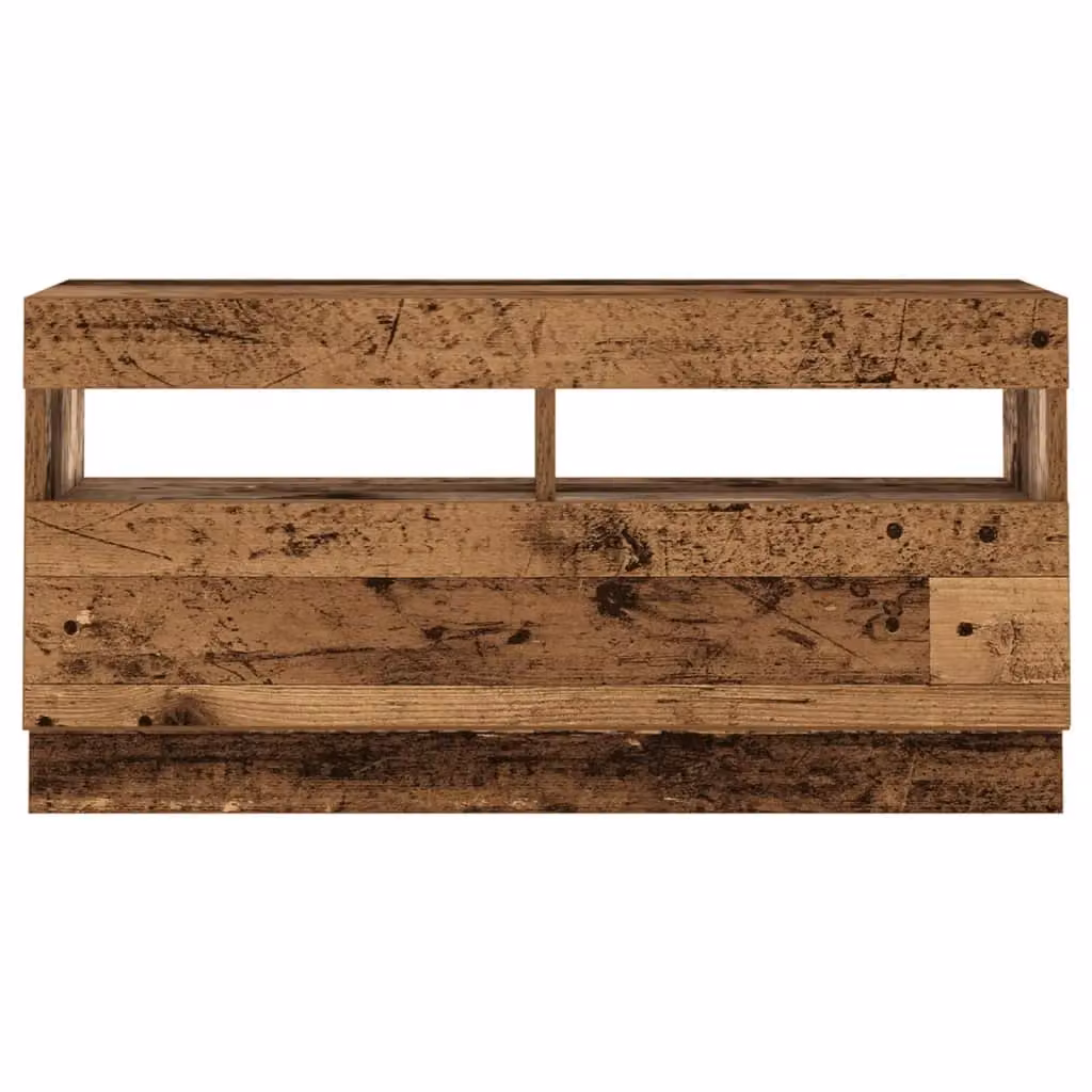 Berkfield Home Modern TV Cabinet with LED Lights in Old Wood Brown, W/D/H: 80 x 35 x 40 cm – 5