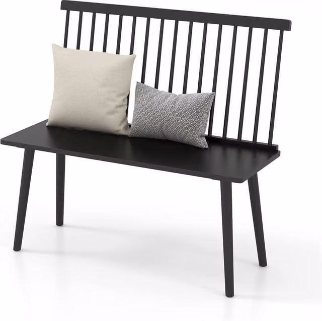 FORGEVIO Windsor Spindle Back Bench in Black – 1