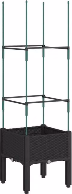 Berkfield Home Garden Planter with Trellis, Black, W/D/H: 40 x 40 x 142.5 cm