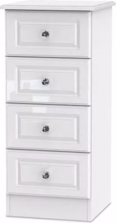 Welcome Balmoral White High Gloss 4 Drawer Narrow Chest of Drawers