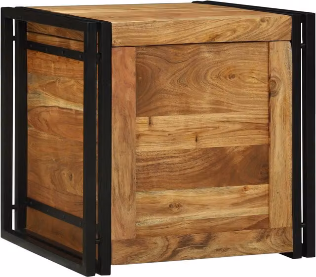 Berkfield Brown Solid Acacia Wood Storage Box W/D/H: 50 x 50 x 50 cm